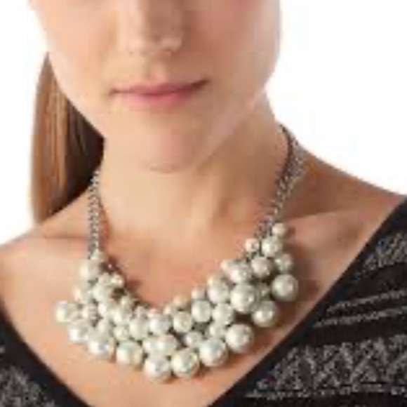 White House Black market Glass Pearl Bib Necklace.